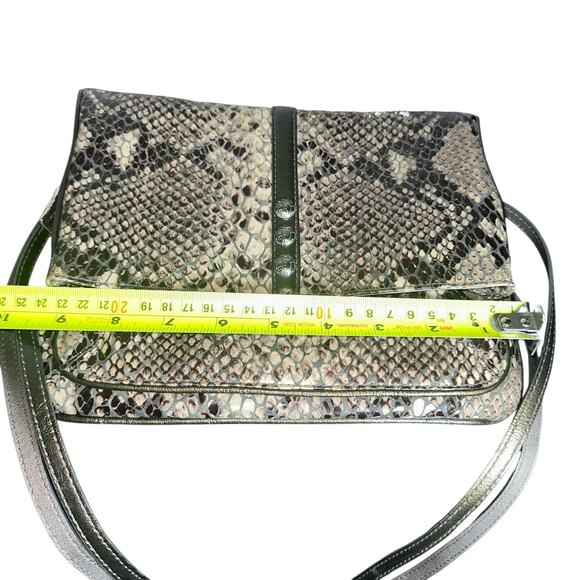 Brighton Brown Black Tan Python Embossed Leather Crossbody Purse Clutch - Picture 10 of 11
